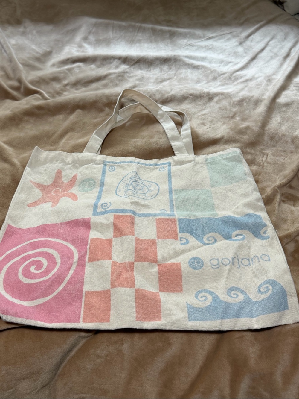 Gorjana Pastel Canvas Tote in Pink, Blue & Peach